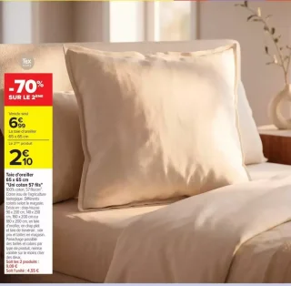 Taie d'oreiller Tex Home Uni coton 57 fils