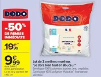 Lot de 2 oreillers moelleux "Je dors bien tout en douceur" Dodo
