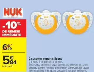 2 sucettes expert silicone NUK