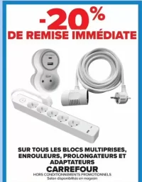 Blocs multiprises, enrouleurs, prolongateurs et adaptateurs Carrefour