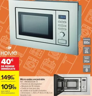 Micro-ondes encastrable HOME HMOBI20SSM-25