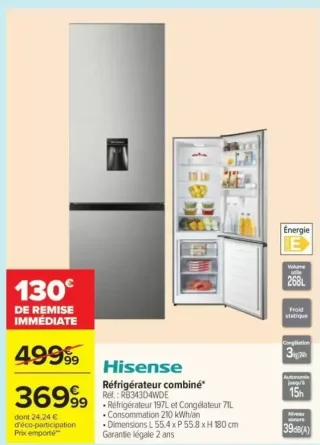 Réfrigérateur combiné Hisense RB343D4WDE