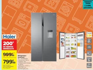 Réfrigérateur Américain Haier HSR3918EWPG
