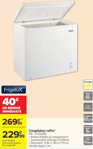 Congélateur coffre Frigelux CCO202BD