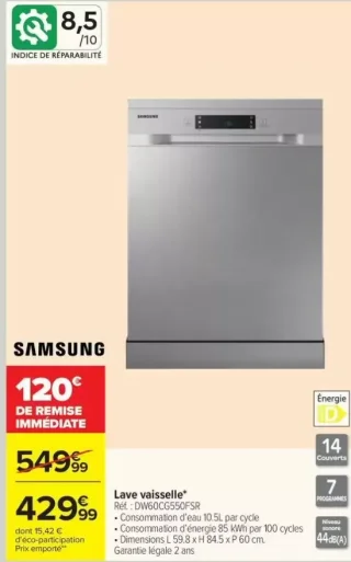 Lave vaisselle SAMSUNG DW60CG550FSR