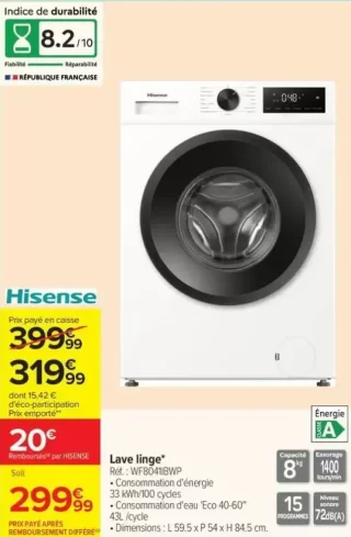 Hisense Lave linge WF8041BWP