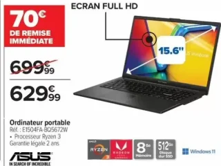 Ordinateur portable Asus E1504FA-BQ5672W