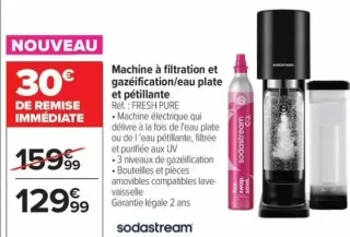Machine à filtration et gazéification/eau plate et pétillante Sodastream Fresh Pure