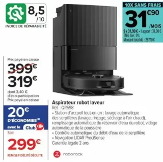 Aspirateur robot laveur Roborock QR598