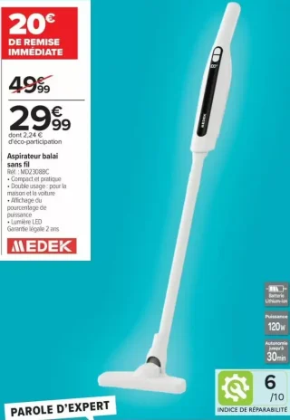Aspirateur balai sans fil Medek MD2308BC