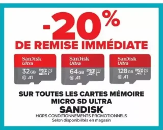 Cartes mémoire Micro SD Ultra Sandisk