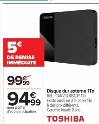 Disque dur externe 1To Toshiba CANVIO READY 1To