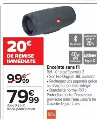 Enceinte sans fil JBL Charge Essential 2