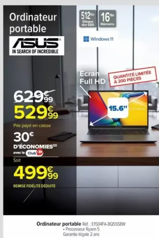 Ordinateur portable ASUS E1504FA-BQ5558W
