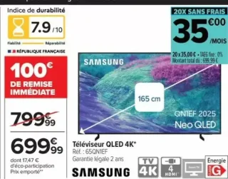 Téléviseur QLED 4K* Samsung 65QN1EF