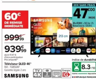 Téléviseur QLED 4K* Samsung TQ85Q6F