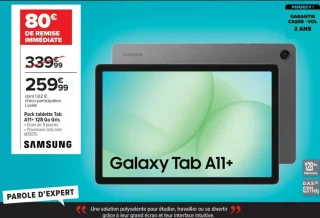 Pack tablette Tab A11+ 128 Go Gris Samsung
