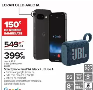 Smartphone Pixel 9A black + JBL Go 4