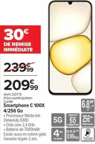 Smartphone C 100X 4/256 Go