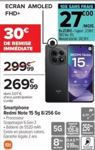 Smartphone Redmi Note 15 5g 8/256 Go