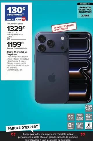 iPhone 17 pro 256 Go Deep Blue