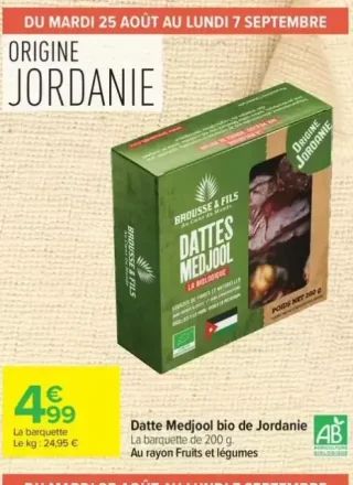 Dattes Medjool bio de Jordanie Brousse & Fils