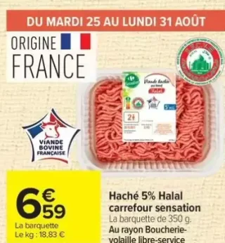 Haché 5% Halal carrefour sensation