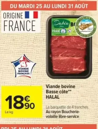 Viande bovine Basse côte HALAL