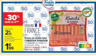 Knacks de volaille Halal CARREFOUR SENSATION