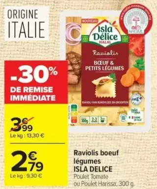 Raviolis boeuf légumes ISLA DELICE