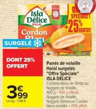 Panés de volaille Halal surgelés "Offre Spéciale" ISLA DÉLICE