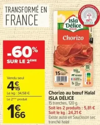 Chorizo au bœuf Halal ISLA DELICE