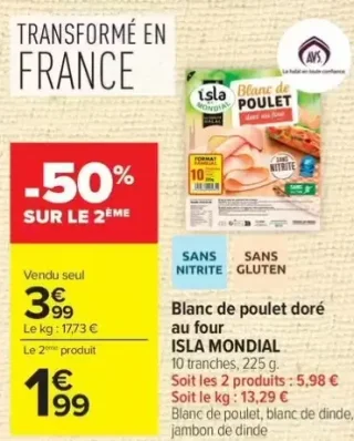Blanc de poulet doré au four ISLA MONDIAL