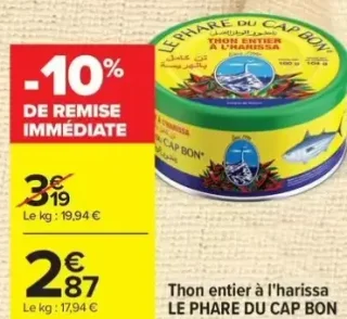 Thon entier à l'harissa LE PHARE DU CAP BON