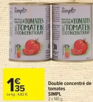 Double concentré de tomates SIMPL