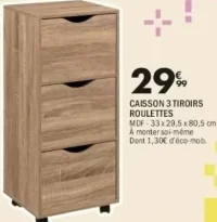 Caisson 3 tiroirs roulettes