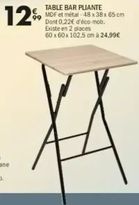 Table bar pliante