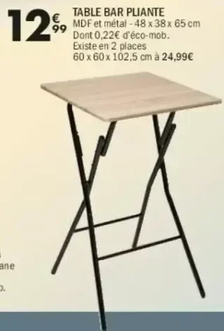 Table bar pliante