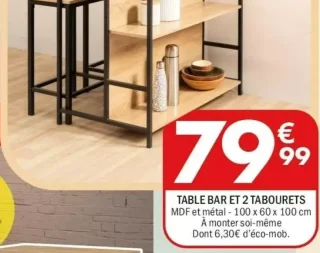 Table bar et 2 tabourets