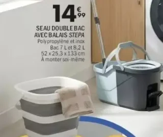 SEAU DOUBLE BAC AVEC BALAIS STEPA