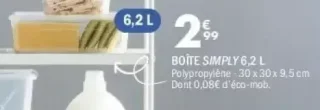 BOÎTE SIMPLY 6,2 L