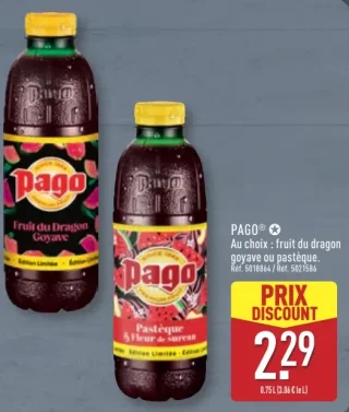 PAGO® Jus (Au choix : fruit du dragon goyave ou pastèque)