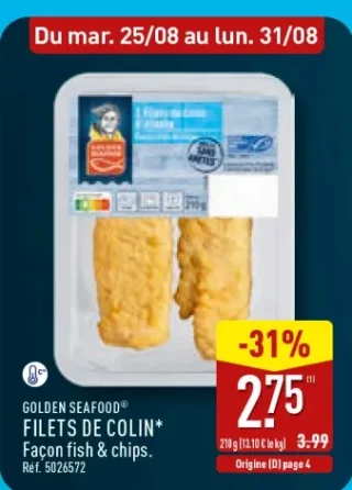 GOLDEN SEAFOOD FILETS DE COLIN Façon fish & chips