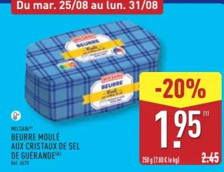 Beurre moulé aux cristaux de sel de Guérande Milsani