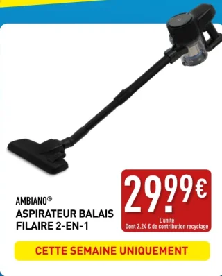 Aspirateur balais filaire 2-en-1 Ambiano
