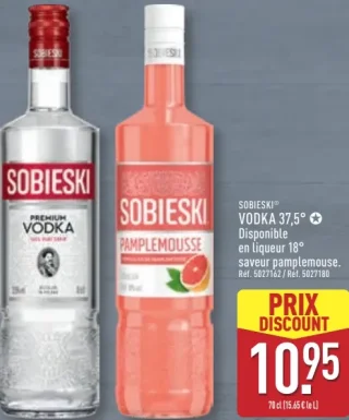 SOBIESKI® VODKA 37,5° ou liqueur 18° saveur pamplemousse