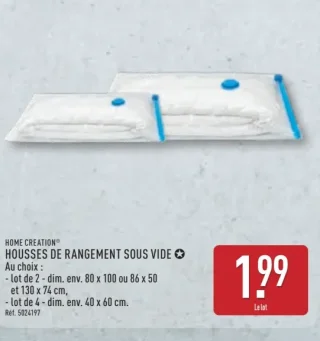 Housses de rangement sous vide Home Creation