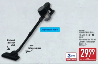 Aspirateur balai filaire 2-en-1 Ambiano