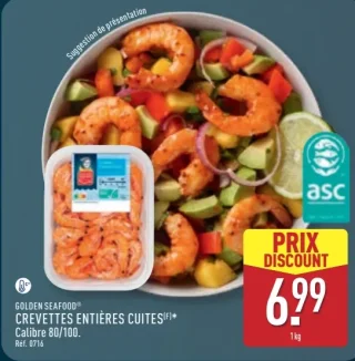 GOLDEN SEAFOOD® Crevettes Entières Cuites Calibre 80/100
