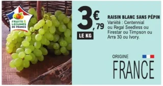 Raisin blanc sans pépin